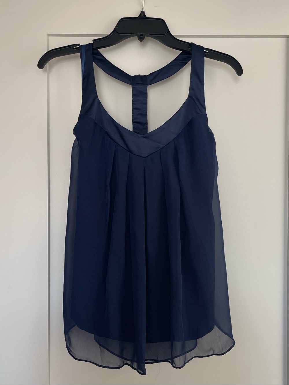 Navy Pleated Women's Going Out Tank Top